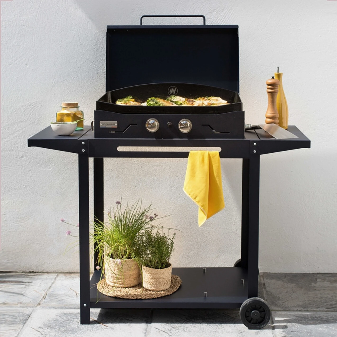 Combo Plancha Gaz Adela Bleu 260 Chariot + Capot - Le Marquier – Image 2