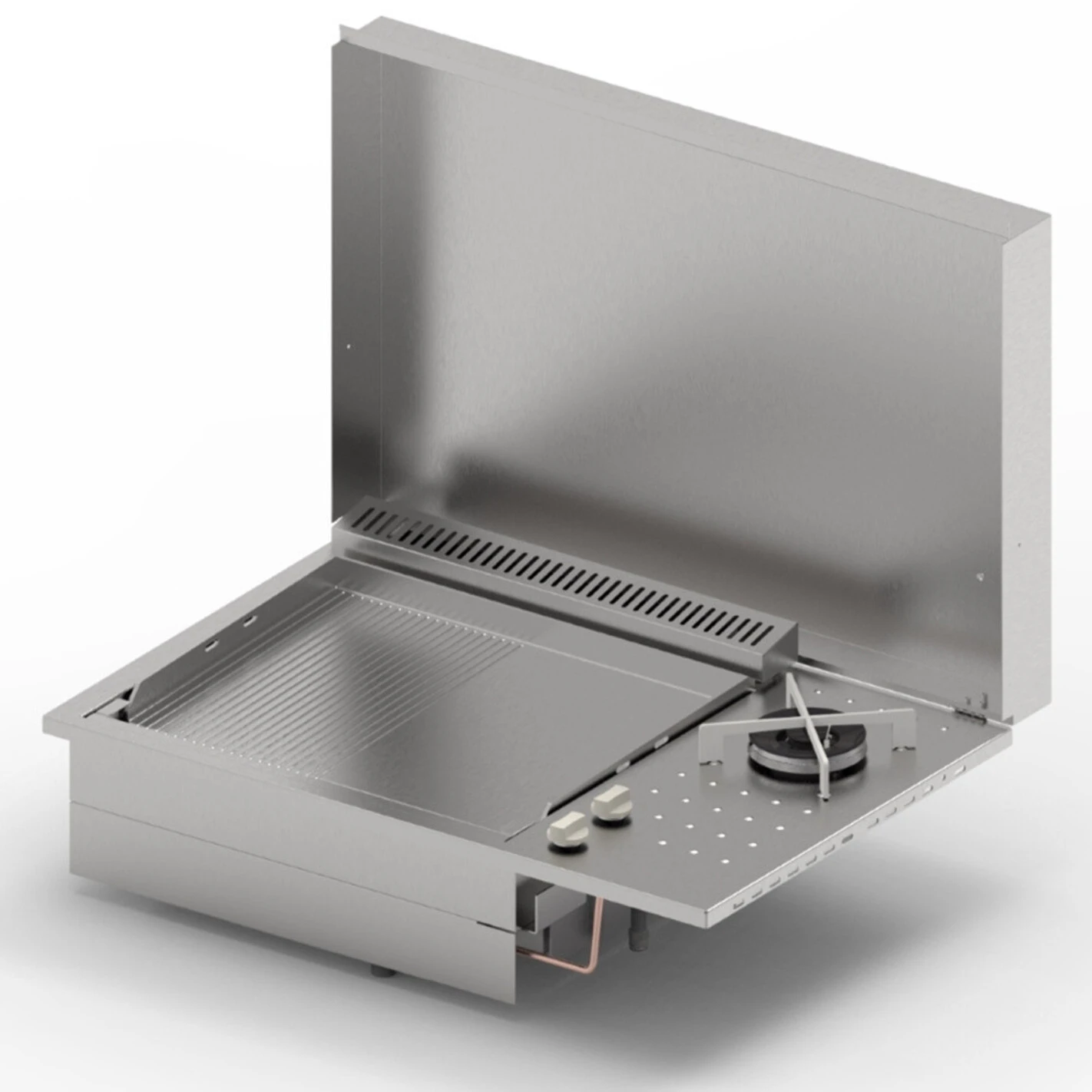 Plancha Gaz Encastrable Oasi 55 Lisse Rainurée Feu Dual - Planet