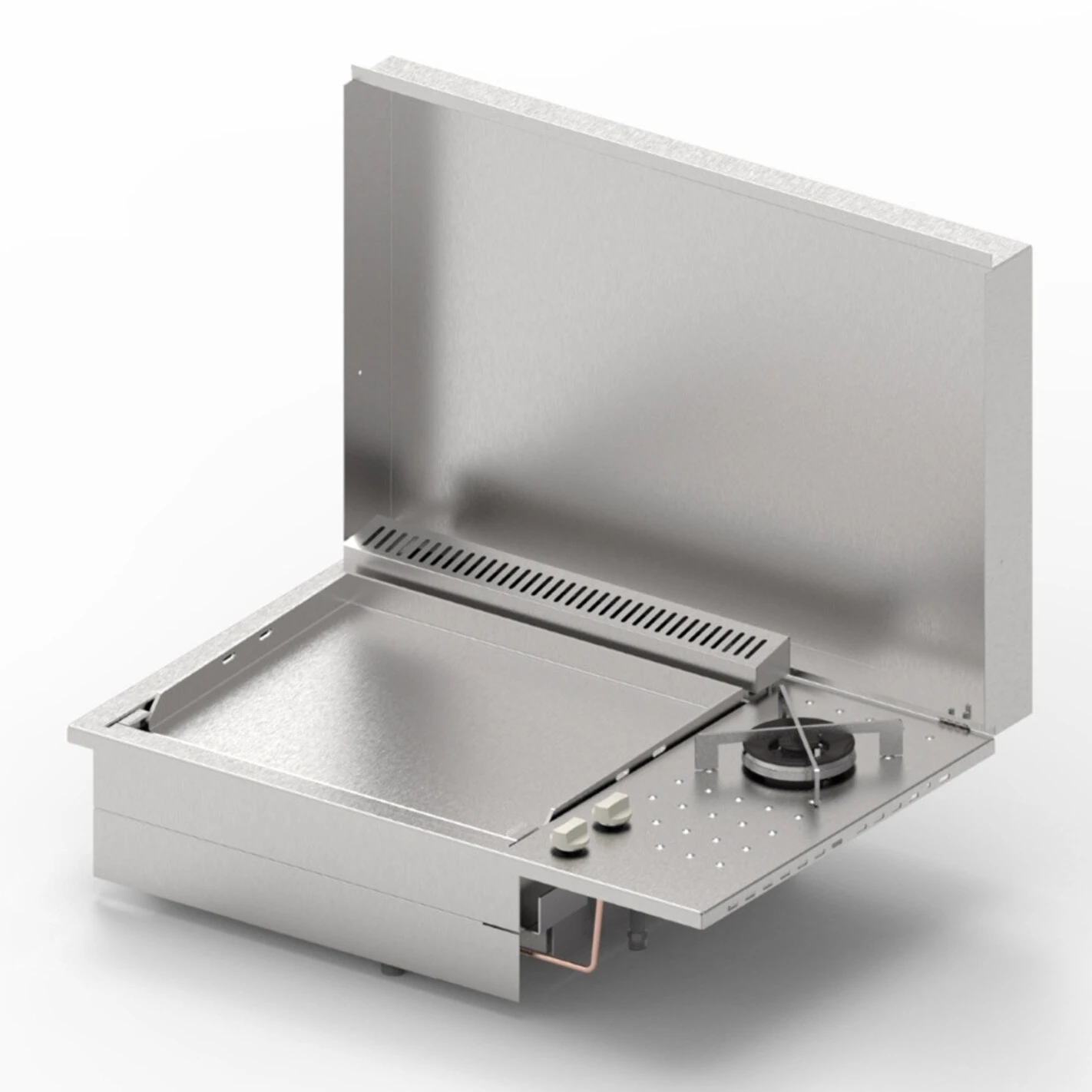 Plancha Inox Gaz Encastrable Oasi 55 Lisse Feu Dual - Planet